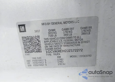 2018 Chevrolet Silverado 1500 1Lt из США, поврежденный, VIN 1GCVKREH2JZ172272